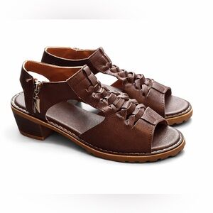 Platform Heel Sandals Women’s US 8 Euro 39 Chunky Heel Zip Back